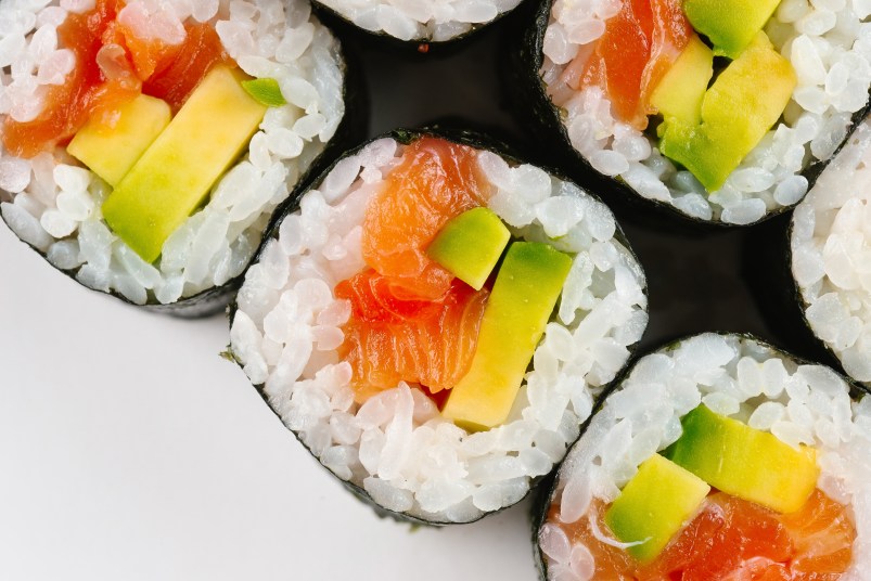 Sushi with salmon and avocado