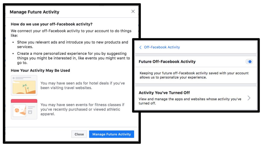 Screencap of Off-Facebook Activity page