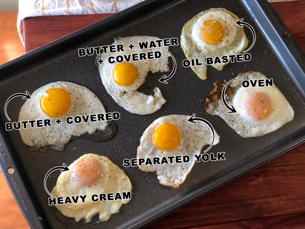 Pan of fried eggs