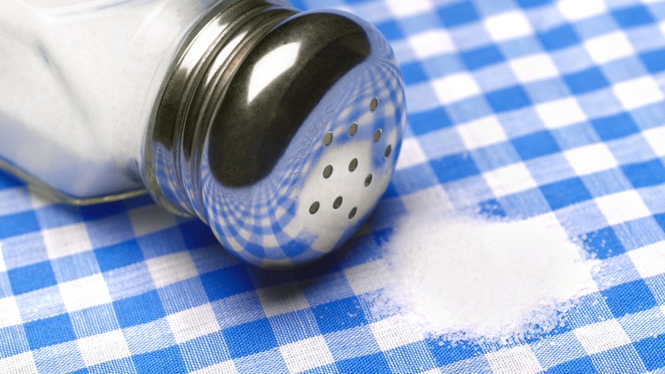 Salt spilled on tablecloth