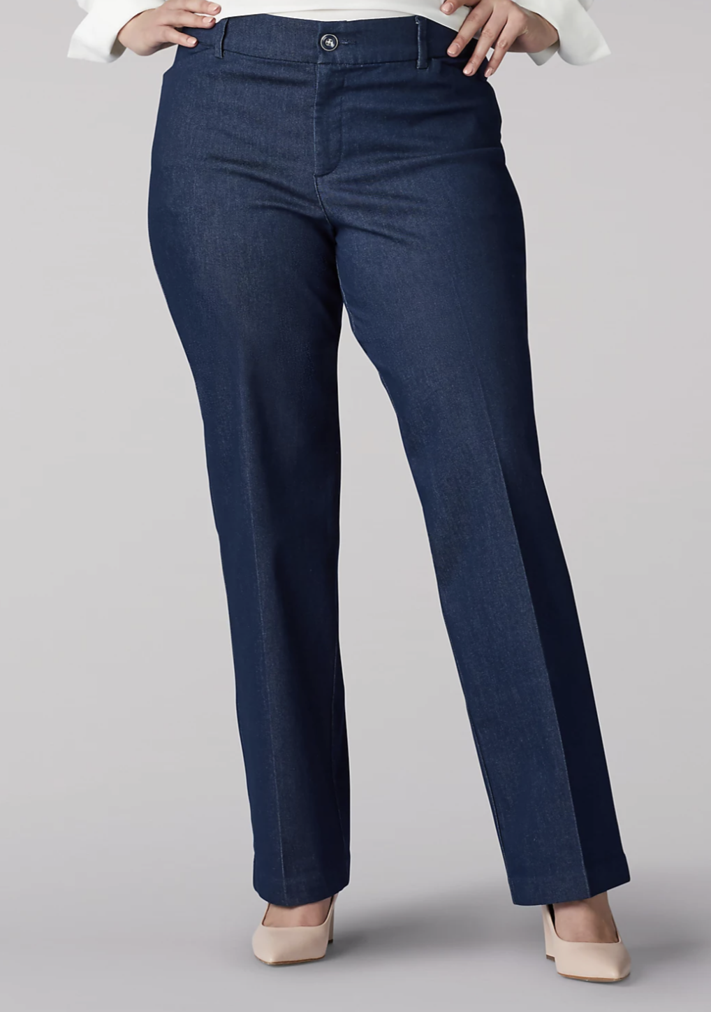 Lee Women's Ultra Lux With Flex Motion Regular Fit Trouser Pant that look like denim.