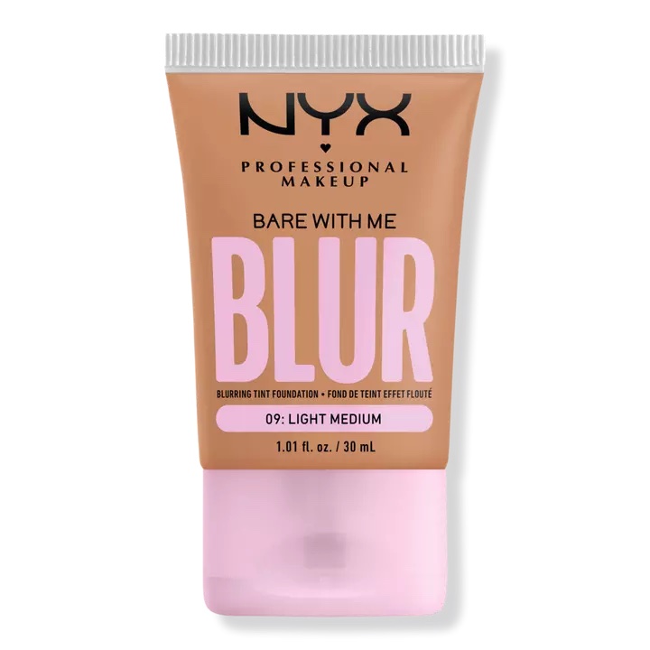 Bottle of NYX Bare With Me Blur Tint Soft Matte Foundation.