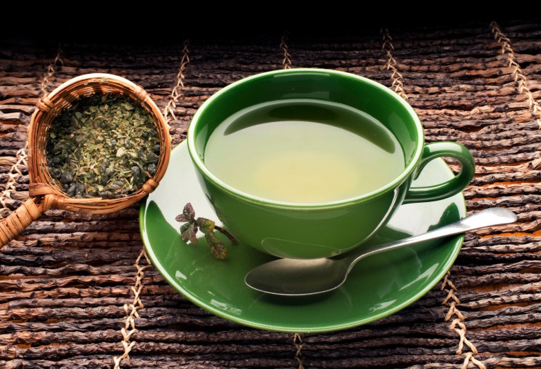 green tea in green cup
