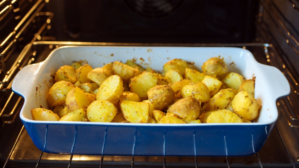 Potatoes roasting in oven