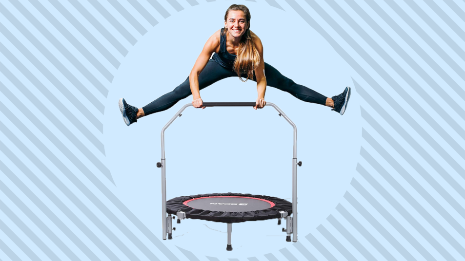 woman jumping on mini trampoline