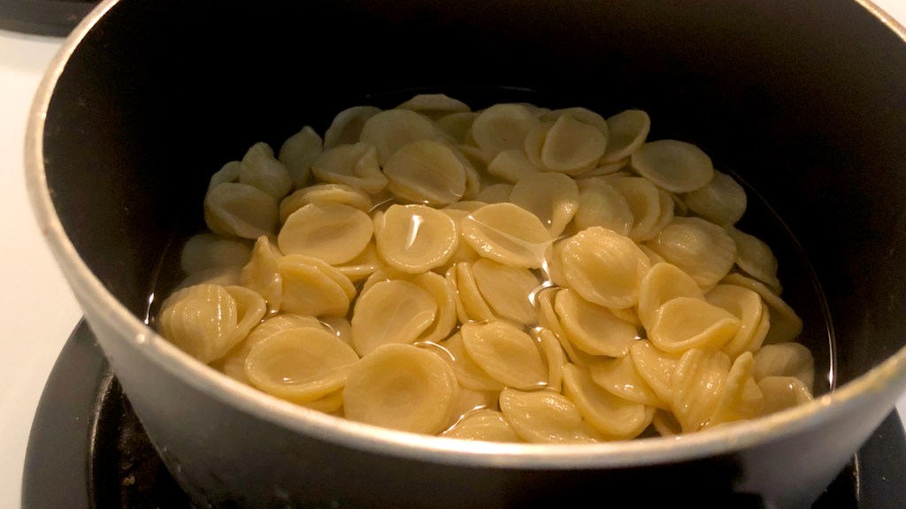 Pasta in pot with water