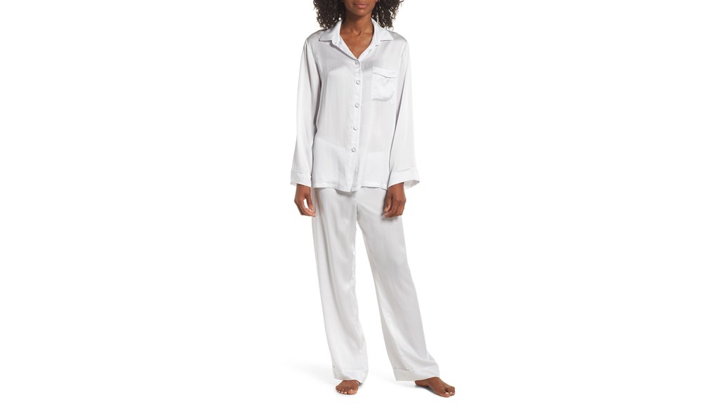 white silk pajamas
