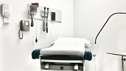 A medical exam room, which can trigger white coat hypertension