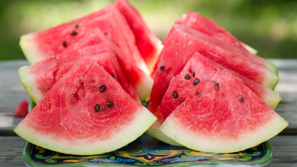 Watermelon slices with seeds