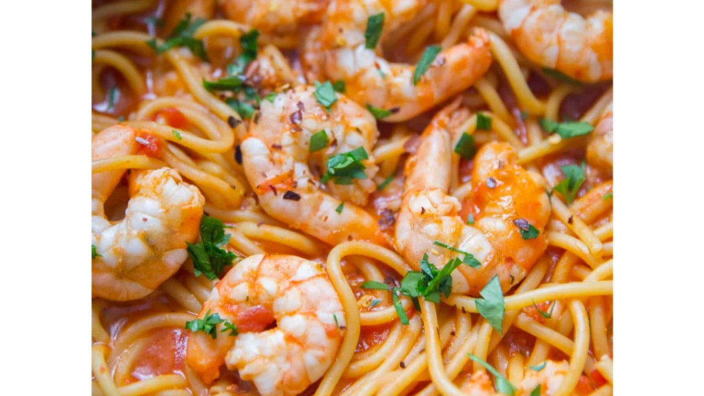 Bowl of shrimp diablo pasta