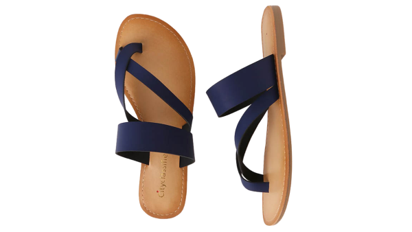 navy flat summer sandals