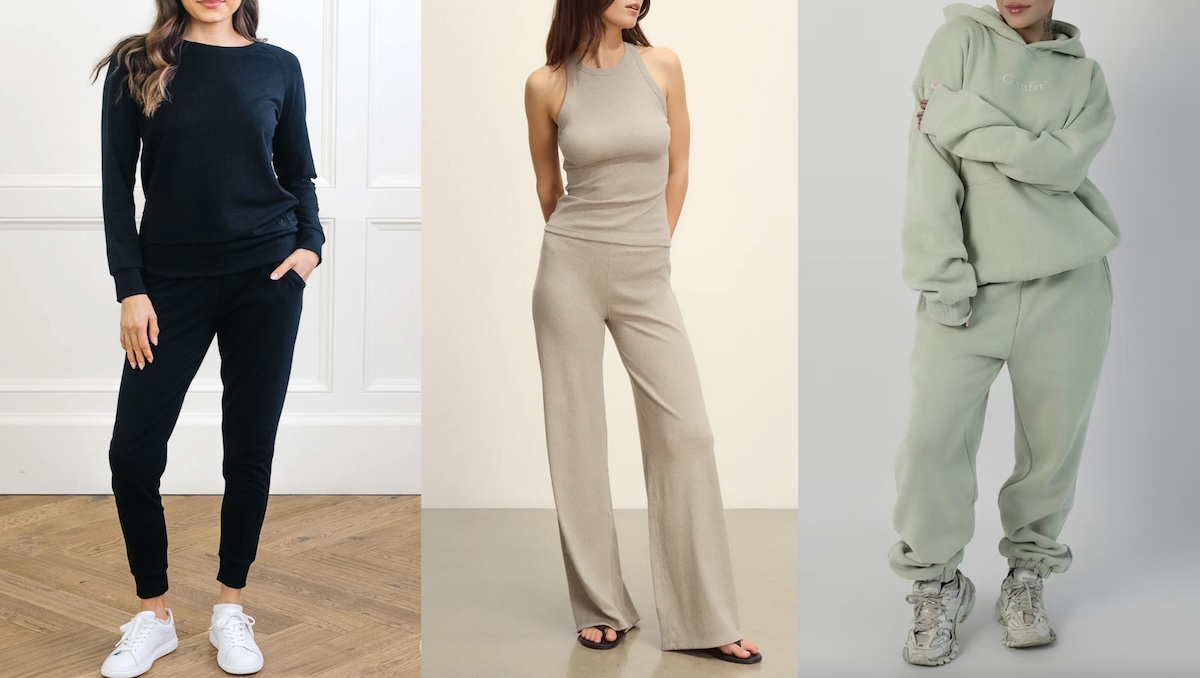 Lounge sets from varying brands for women.