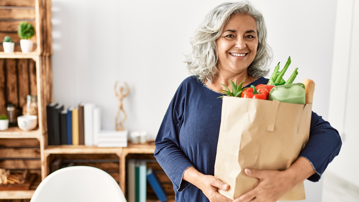 Woman with groceries