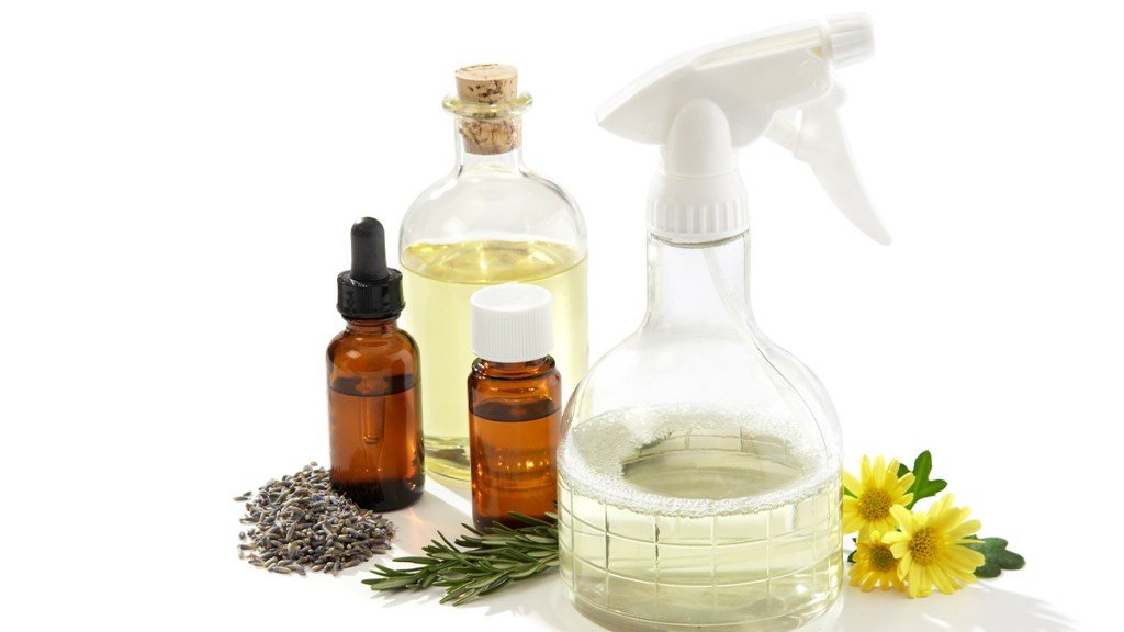 Spray bottle and essential oils fro cleaning