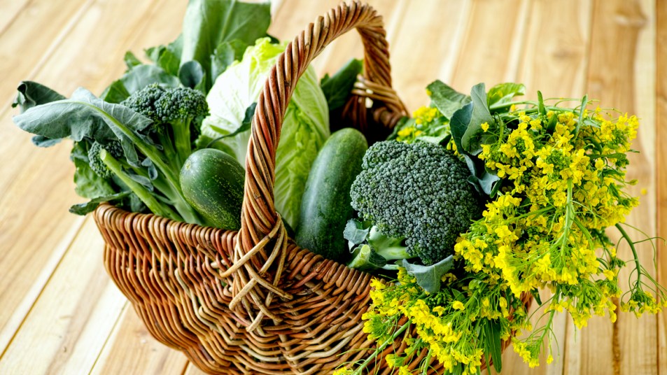 Basket of green vegetables