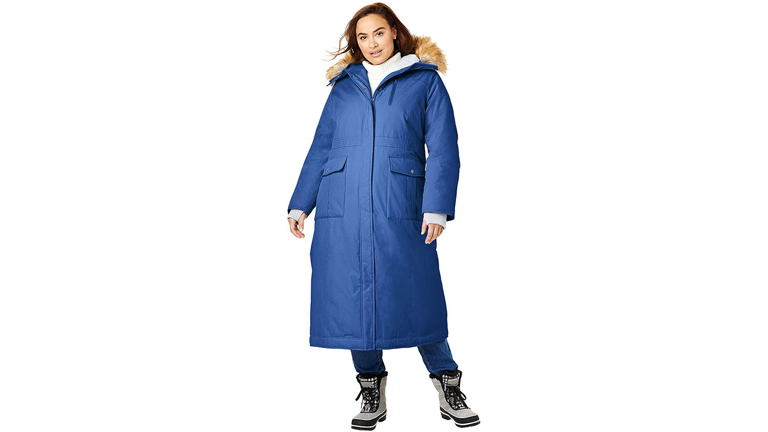 VILIER Womens Hooded Coat Parka Plus Size Big Fur Collar Hooded Womens Snow Parka Coat Jacket Winter Long Outwear FC-M