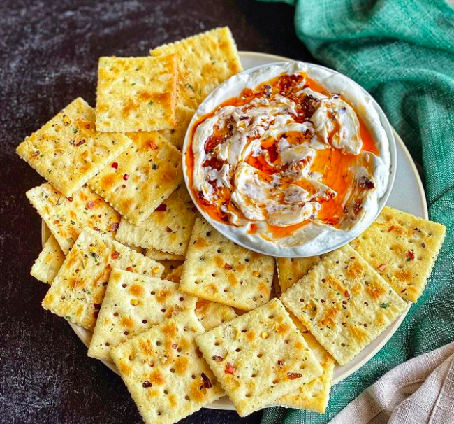 Yogurt chili crunch dip