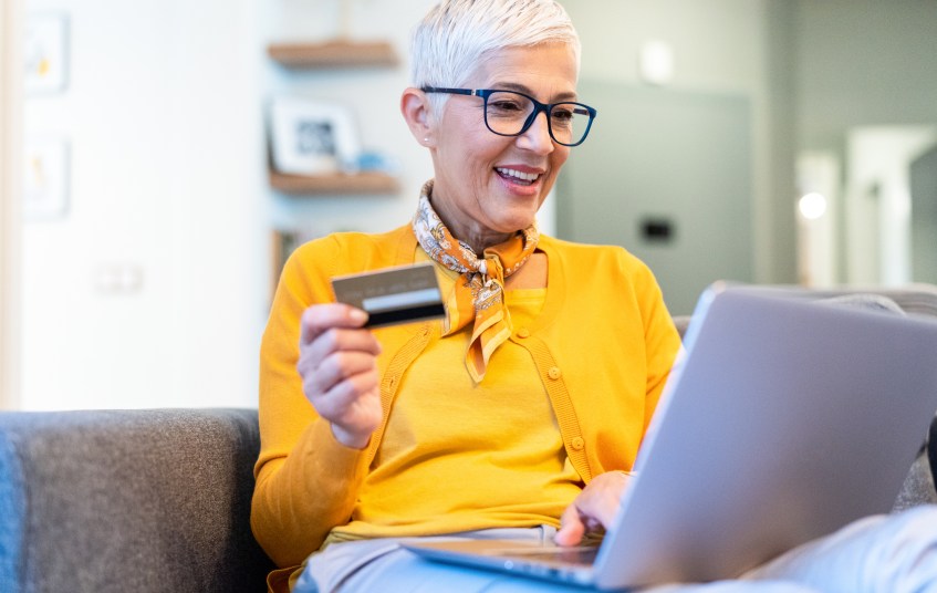 Woman Online shopping with a credit card