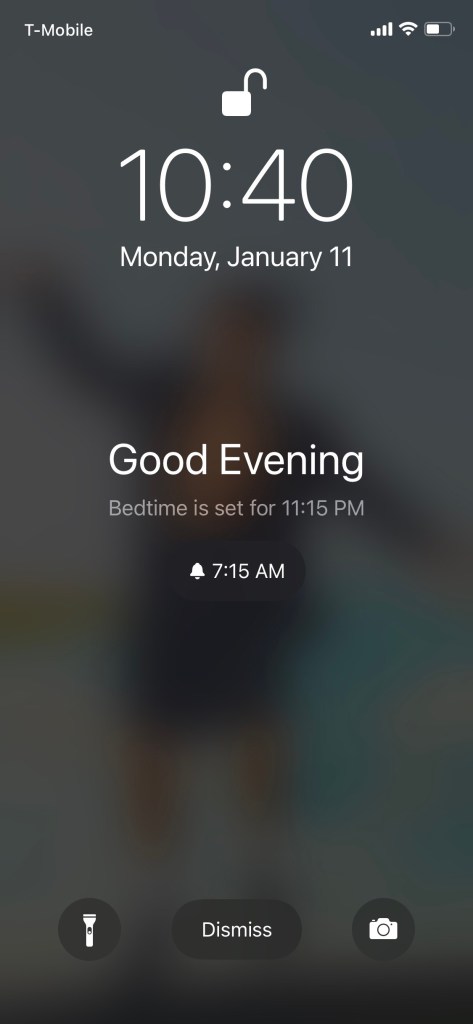 Screen shot of iPhone Bedtime Mode