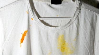 Shirt with food stains