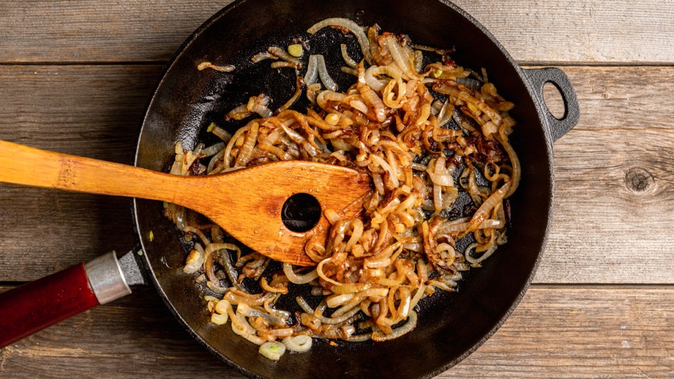 Skillet of caramelized onions