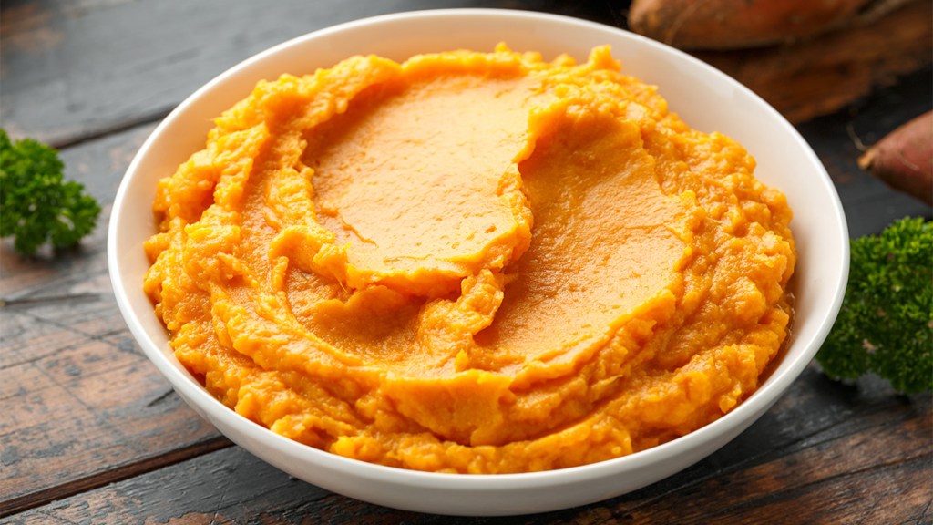 Sweet potato mash served in a bowl