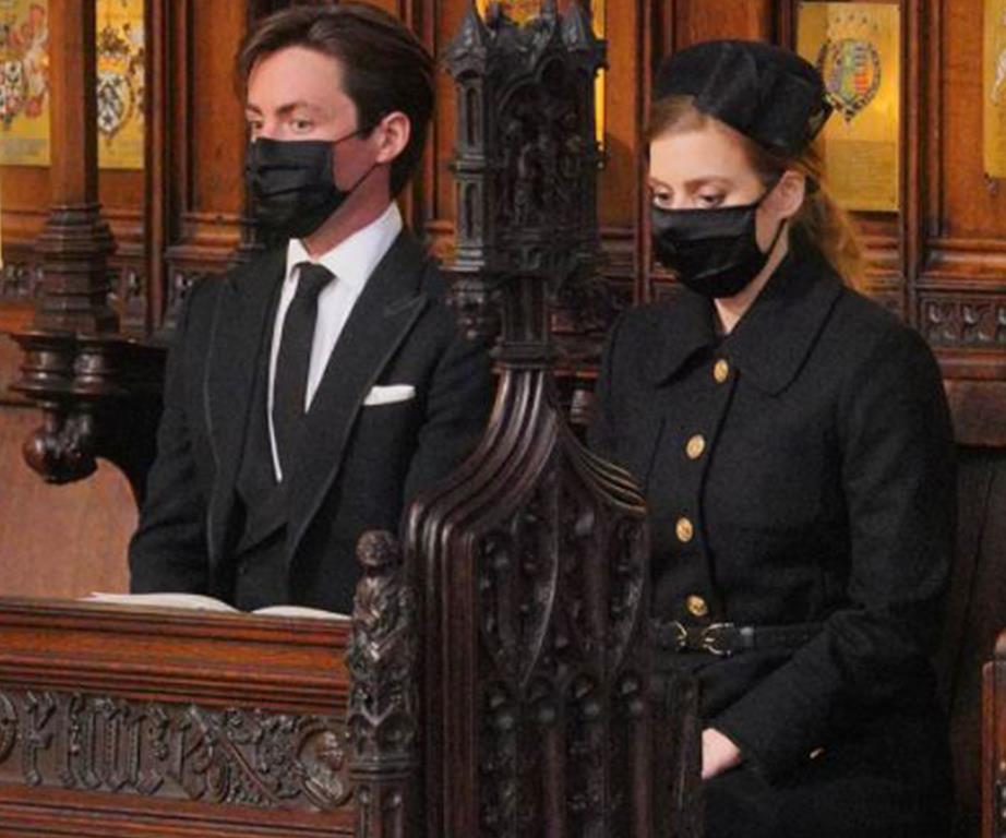 Princess Beatrice and her husband at Prince Philip's funeral