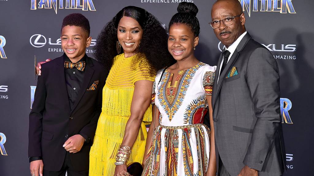 Angela Bassett with her husband and kids