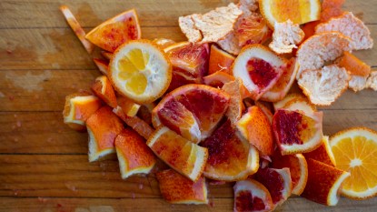 citrus rinds in a pile