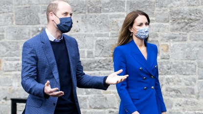 Prince William and Kate walking with masks on