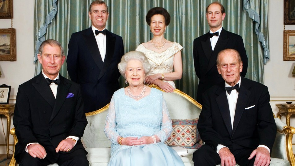 Queen Elizabeth with Philip and all four children