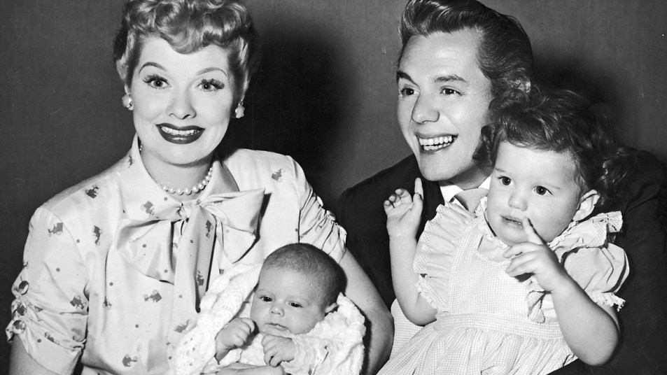 Lucille Ball, Desi Arnaz, and young Lucie and Desi Jr.