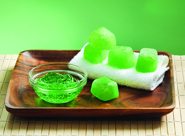 Ice cubes made out of aloe vera gel