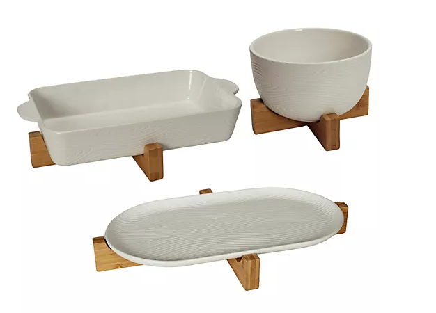 Temp-tations Woodland Essential 3-pc Bakeware Set w/ Wood Trivets