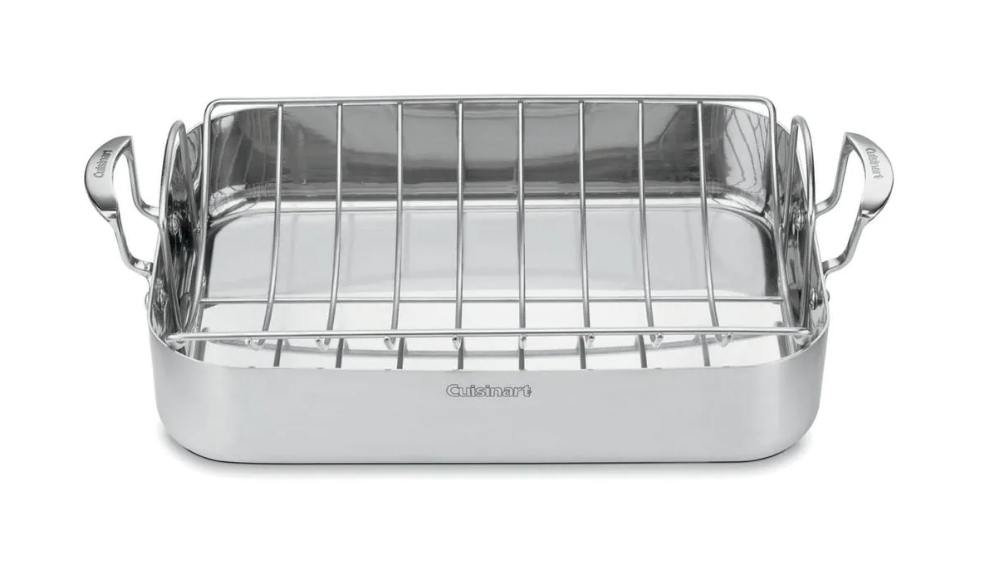 Stainless Steel,3 Piece Roaster Roasting Pan with Baking Rack and V-shaped Rack 