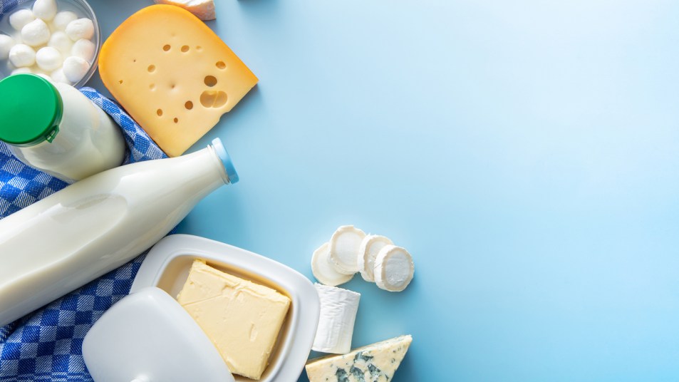 dairy products on a blue background