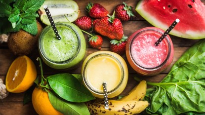 Three smoothies made with whey powder which boosts glutathione levels