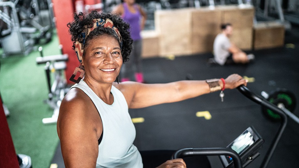Senior woman exercising and smiling