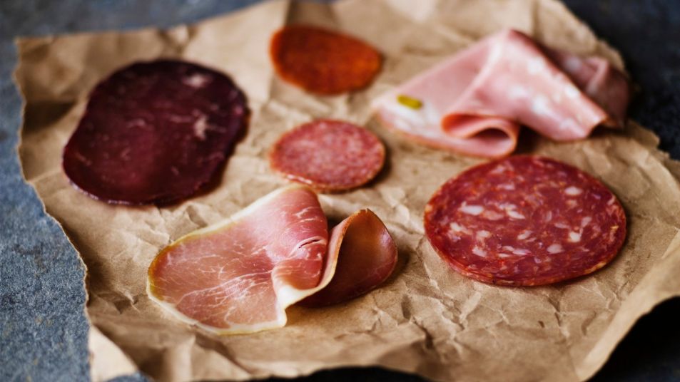 pepperoni, ham, and other charcuterie meats