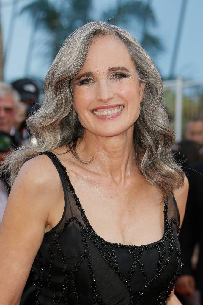 Andie MacDowell with gray hair