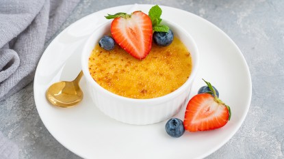 A 3 ingredient creme brulee with fresh fruit on top
