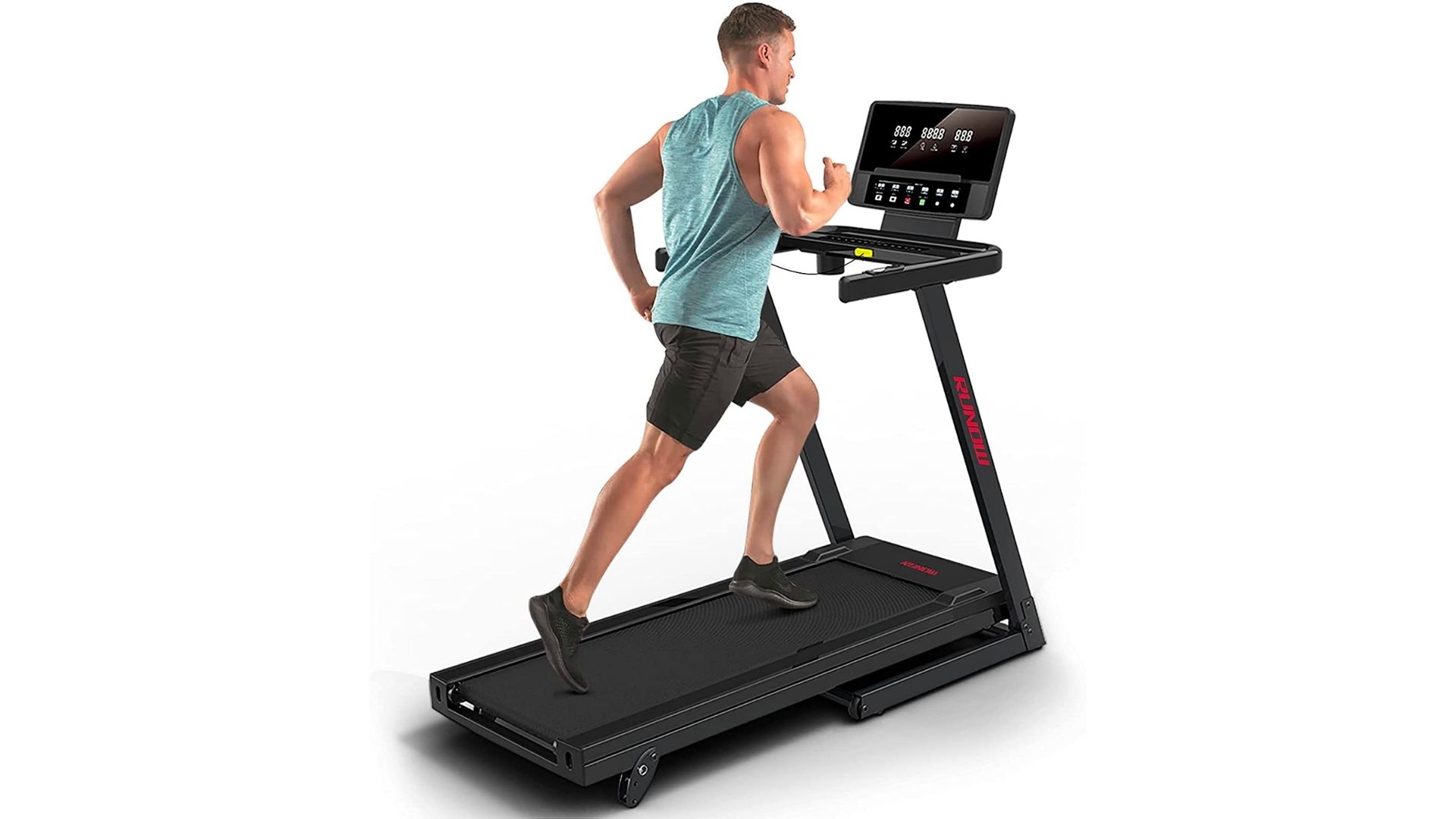 Compact Folding Portability Wheels and 220 LB Max Weight Treadmill with LCD Display 