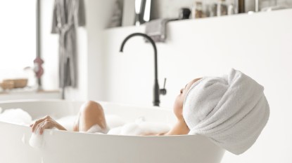 woman soaking in the bath