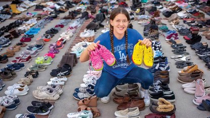 Founder, Lindsay Sobel, with shoes