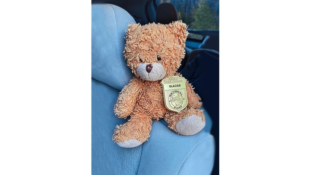 Teddy, wearing his Glacier Ranger badge