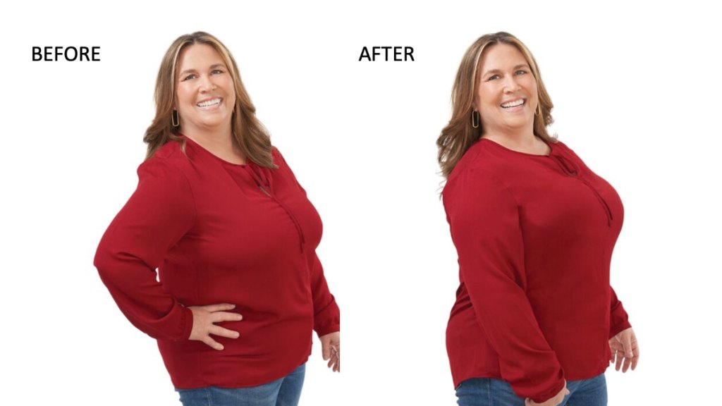 Andrea Ceaser, 56, before and after a new bra