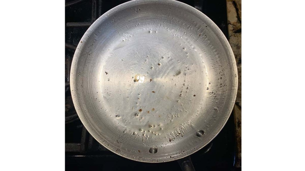 Stainless steel pan after cooking