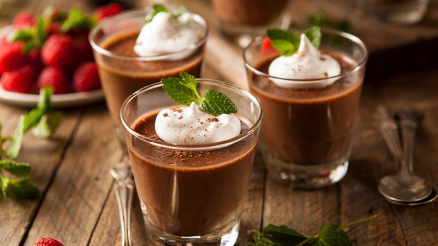 Cups of chocolate mousse