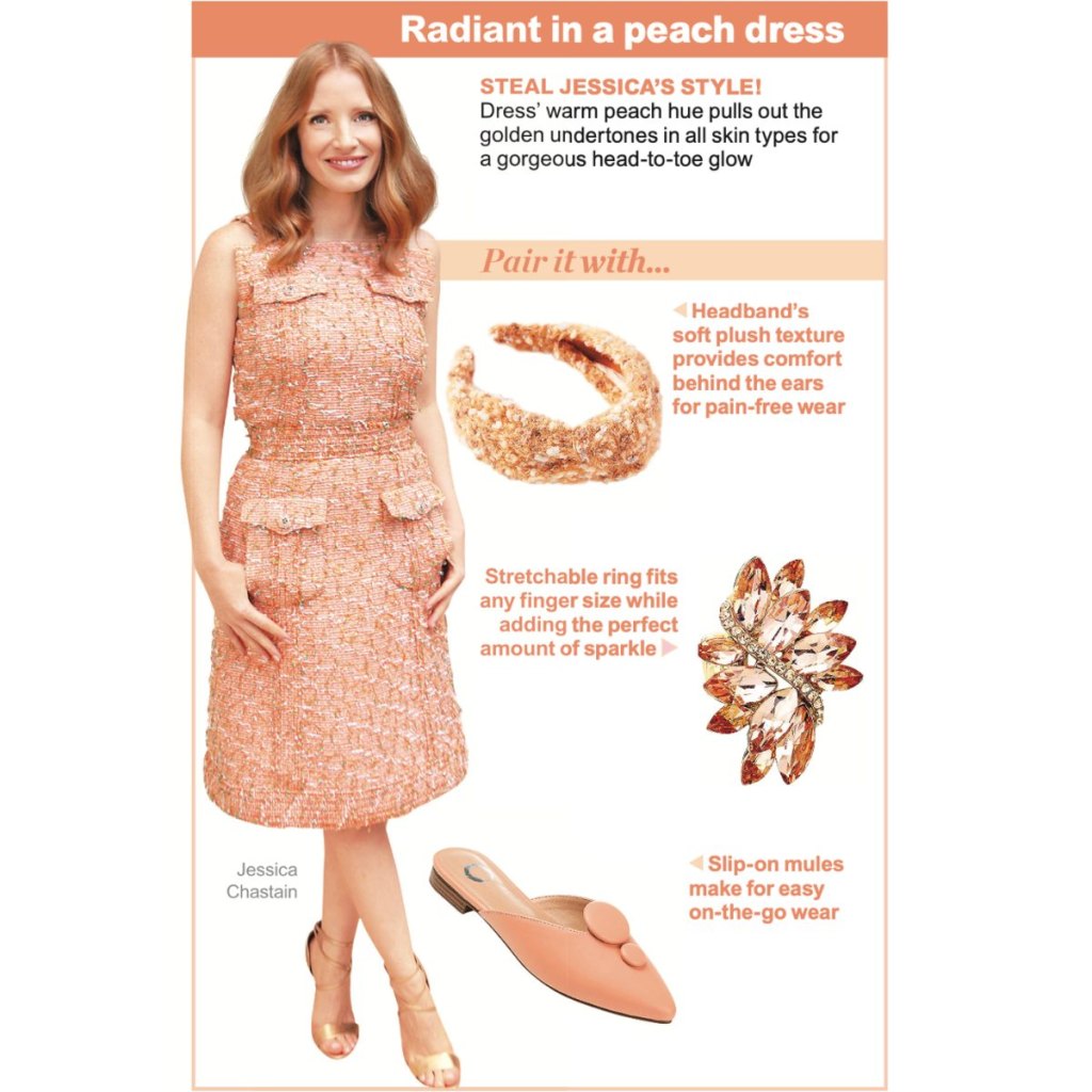 Jessica Chastain and three fashion items that match her outfit