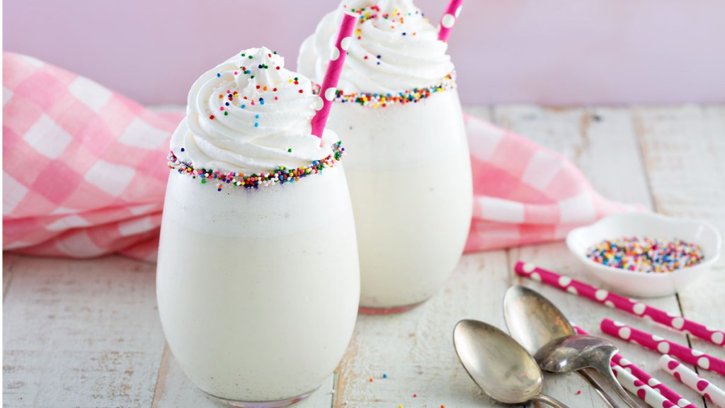 Two glasses of funfetti smoothie as part of a gut healing diet